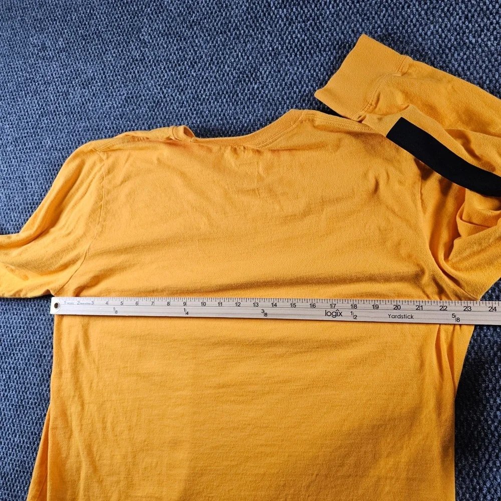 The North Face Mens XL Long‎ Sleeve T-Shirt Yellow Black Stripe Box Logo Cotton